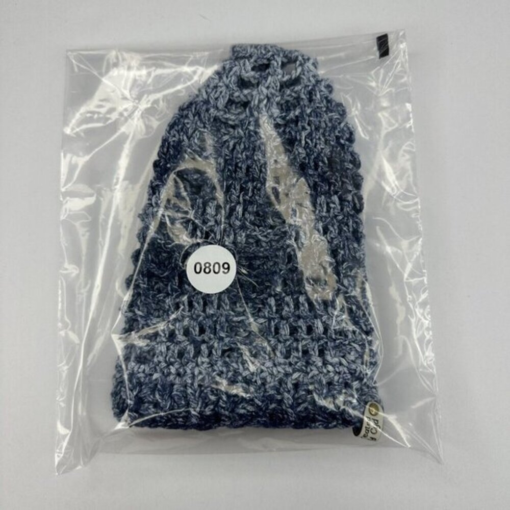 Created By Cyd Slouchy Snoody Beanie Denim Splash Blue Crochet Cotton Hat NEW - Picture 9 of 9